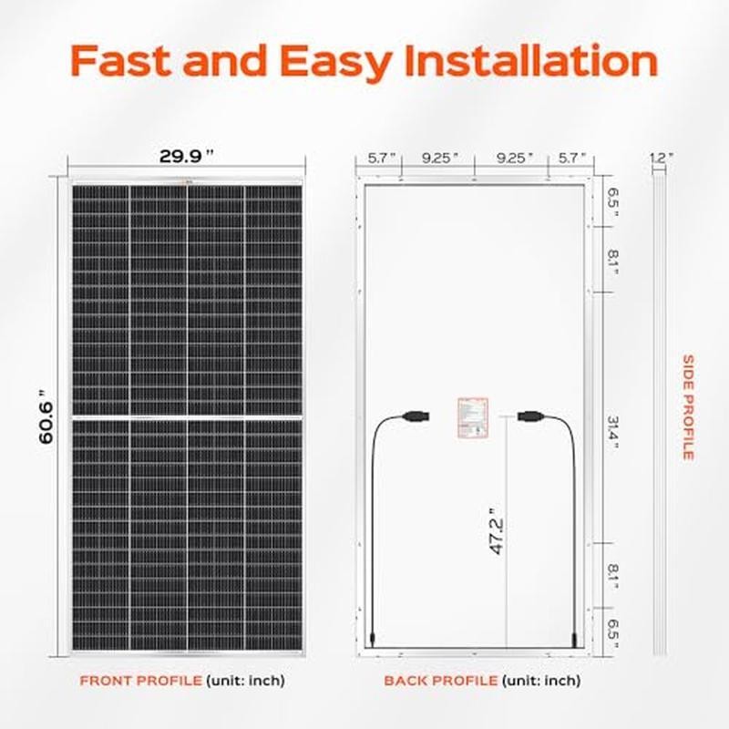 250W 24V Monocrystalline Solar Panel High Efficiency Off-Grid Module RV Marine