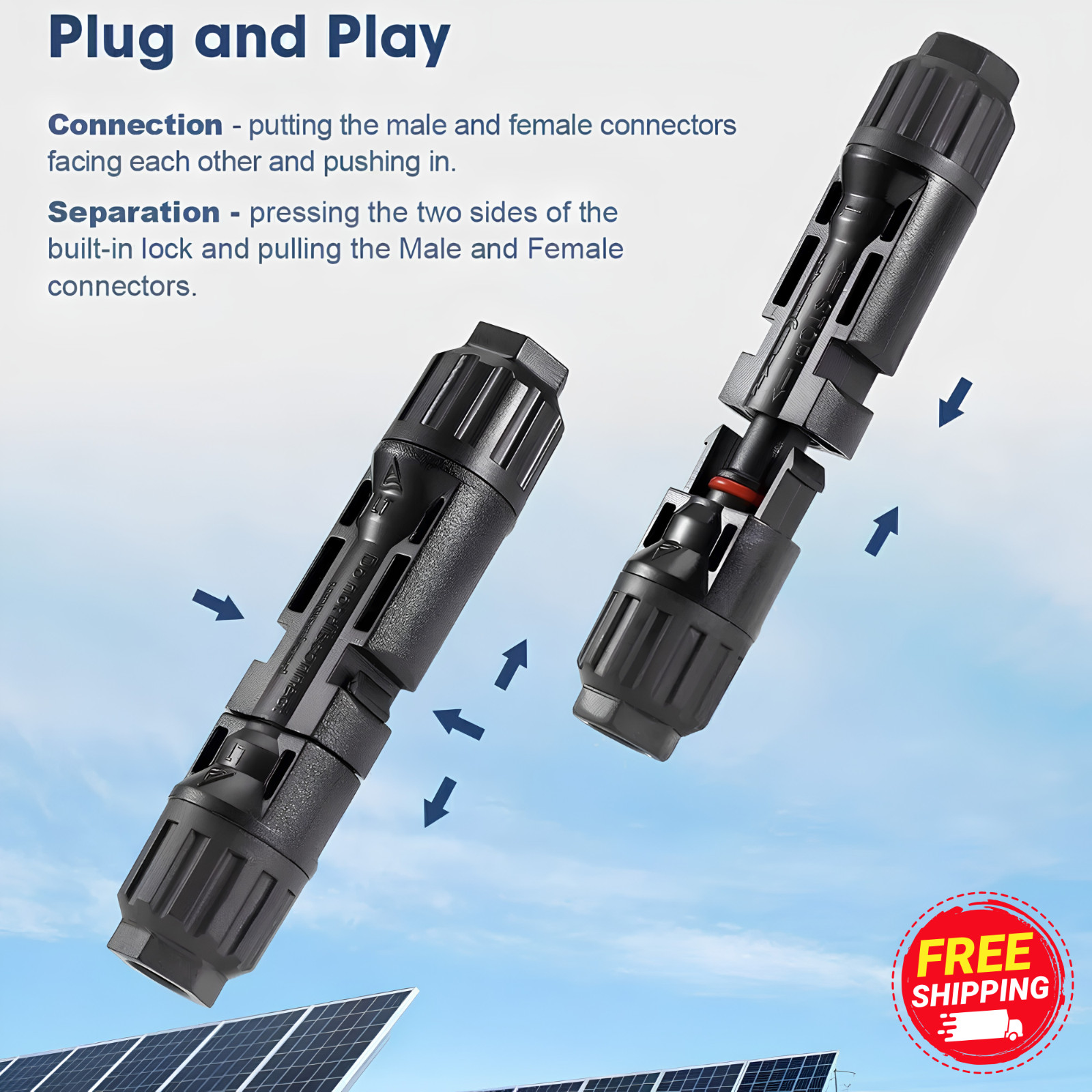 MC4 Solar Panel Connector Kit 30A 1000V IP67 Waterproof PV Cable 2.5/4/6mm²