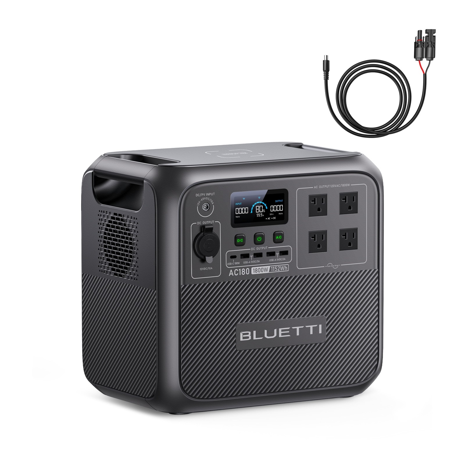 AC180 Solar Generator, 1440W | 1152Wh Lifepo4 Power Station, Portable for Off-Gr