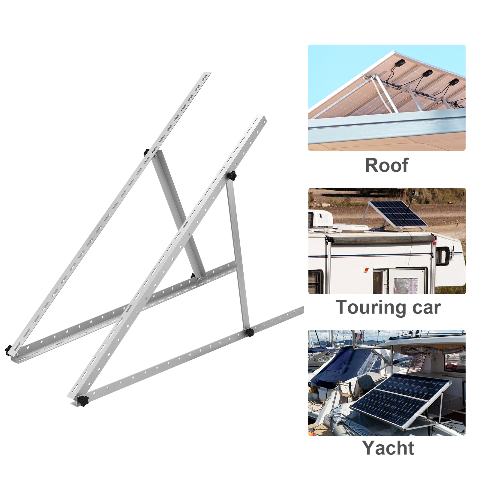 (45/47in）Solar Panel RV Tilt Mount Brackets Roof Flat Surface Adjustable Frame