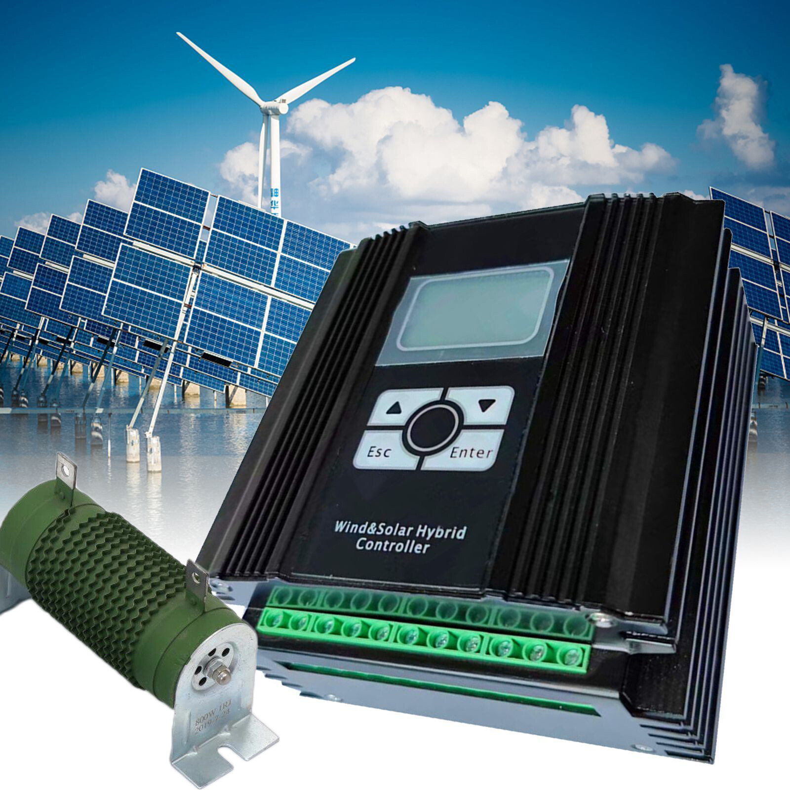 2000w Wind Solar Hybrid MPPT Charge Controller Auto Regulator 12- 48V