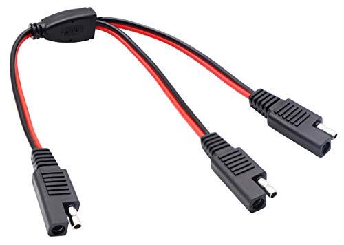2PC SAE Adapter Y Cable Sae 1 To 2 Solar Panel Connector Cable 18AWG 30CM