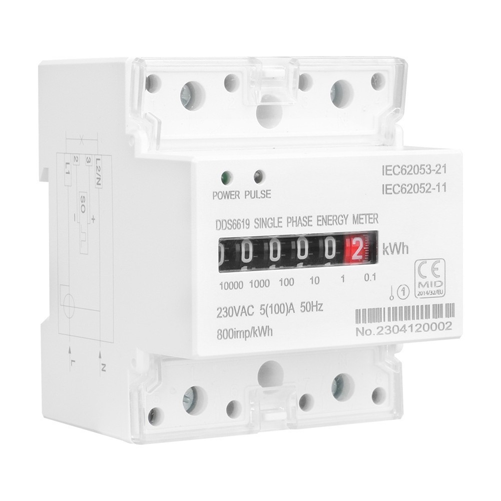 Electronic Energy Meter Single Phase 100A for Tracking Energy Usage Over Time