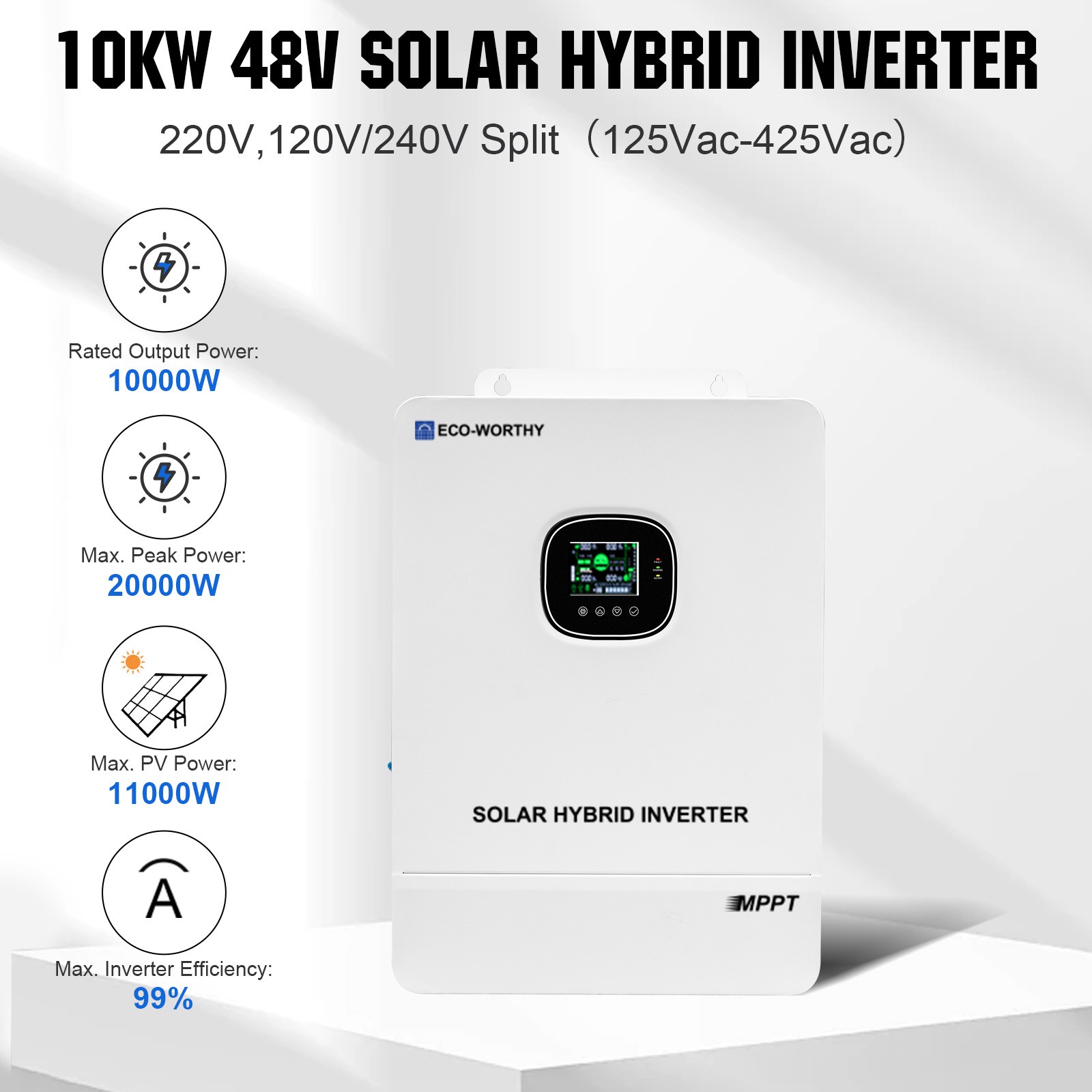 ECO-WORTHY 9440W Solar Panel +10KW 120V/240V inverter & 48KWh Lithium Battery