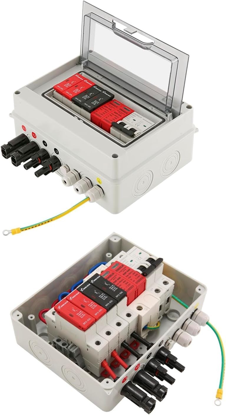 600V Solar DC PV Combiner Box,2 String with Lightning Arrester Connector for On/