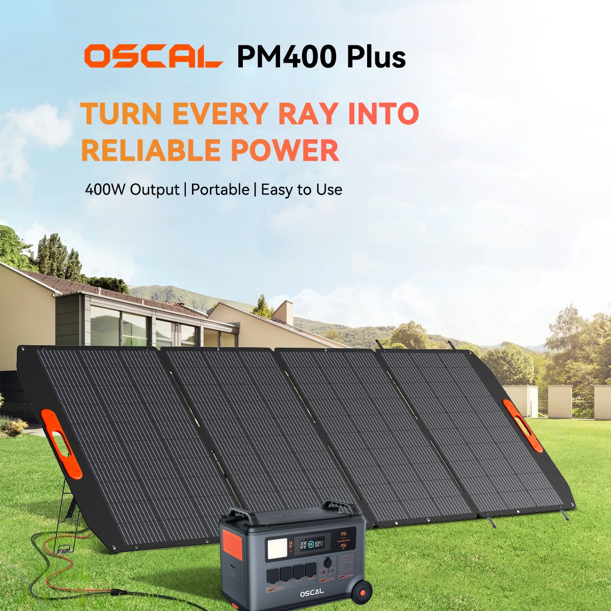OSCAL PowerMax 3600W Portable Power Station 3600Wh +400W Solar Panel Home Backup