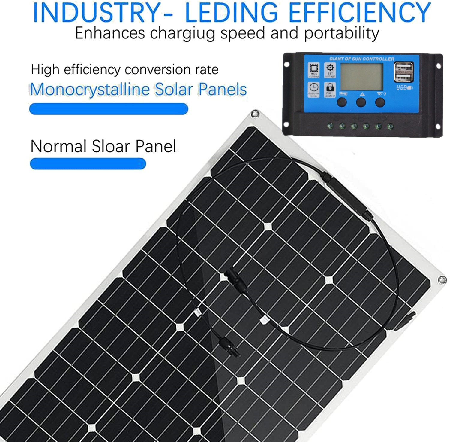 150W Flexible Portable Solar Panel 23.5% RV Rooftop Cabin Car Boat Home Camping