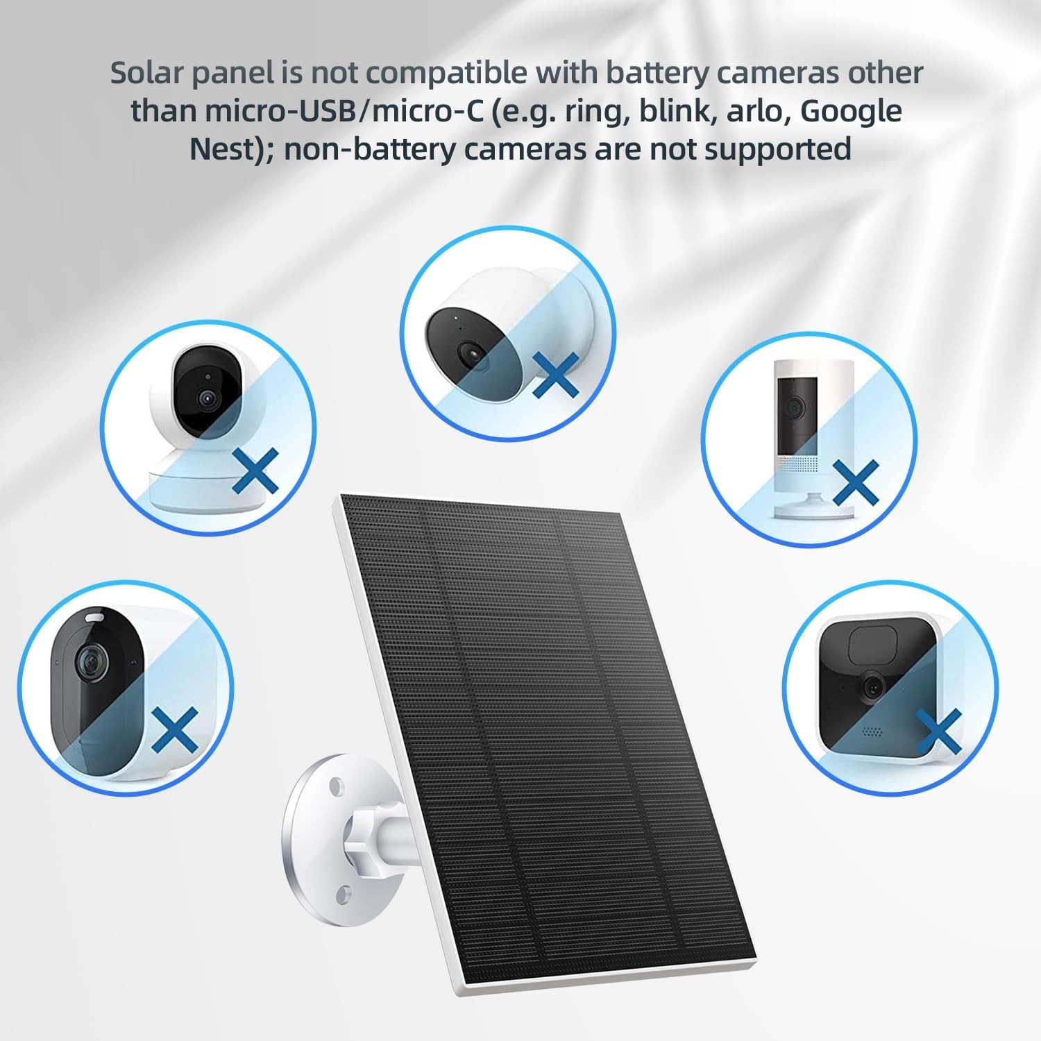 5W Solar Panel for Security Camera, Solar Panel with Micro USB & USB-C Port f…