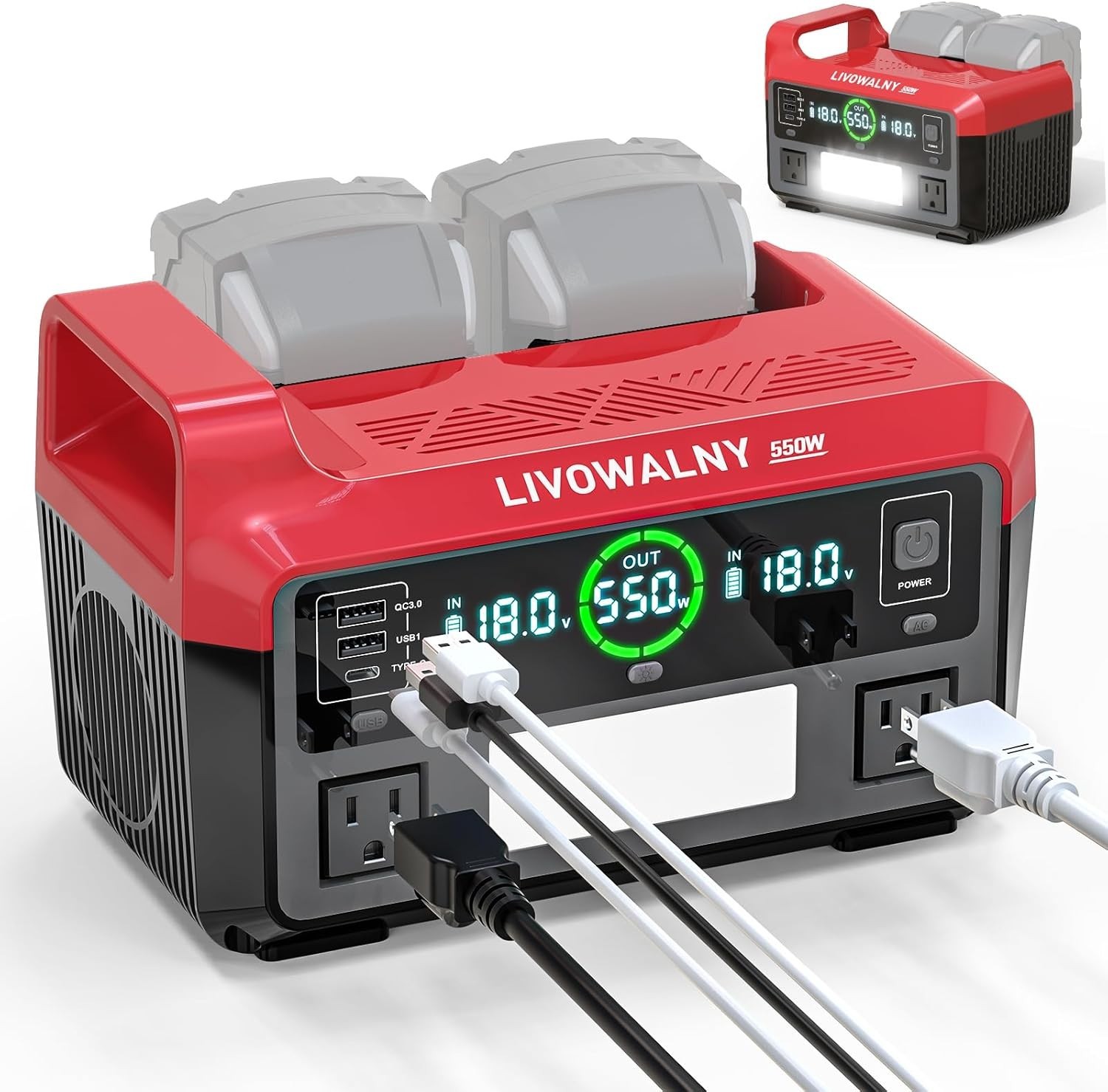 Outdoor Camping Inverter 550W: Milwaukee Battery Compatible-
