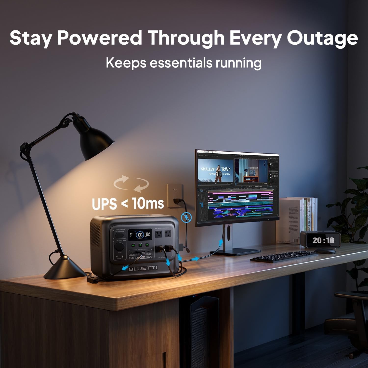 BLUETTI Elite 100 V2 Portable Power Station 1800W 1024Wh LFP for Camping Backup