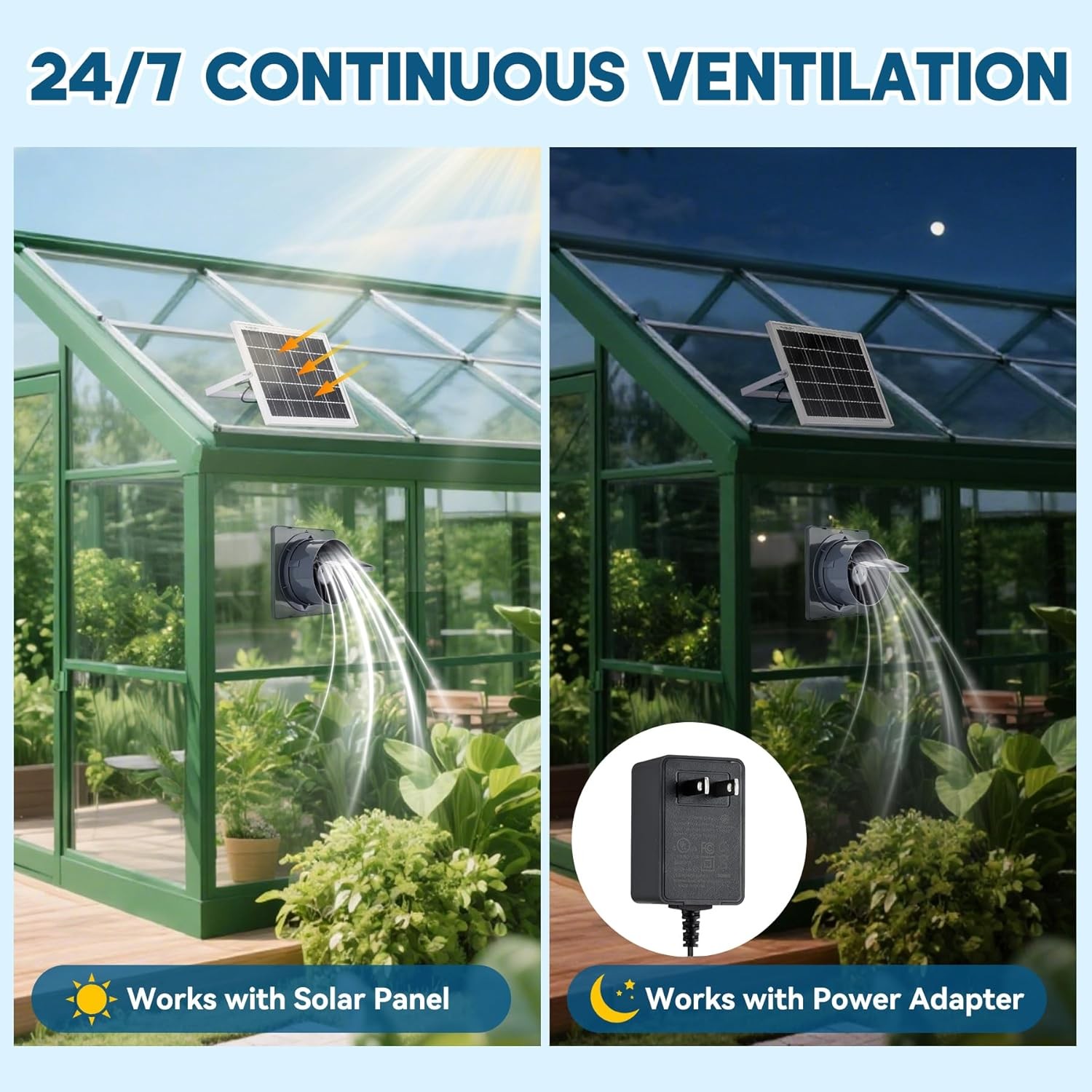 Solar Powered Exhaust Fan, 25W Solar Panel+8″ High Speed Solar Powered Fans, Sol