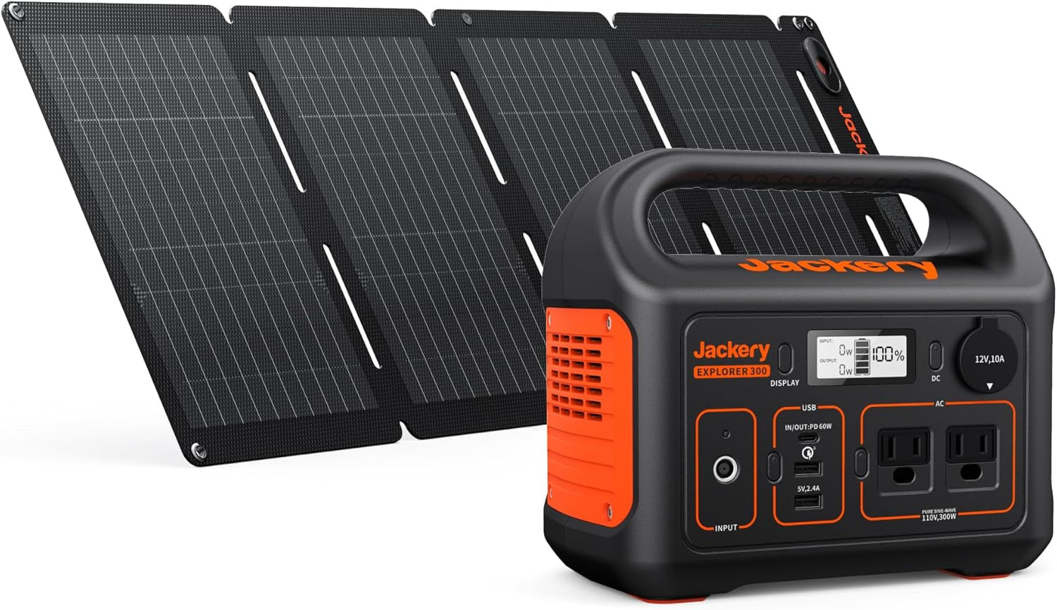 Jackery Solar Generator 300, 293Wh Power Station with 40W Solar Panel, 300W Pure