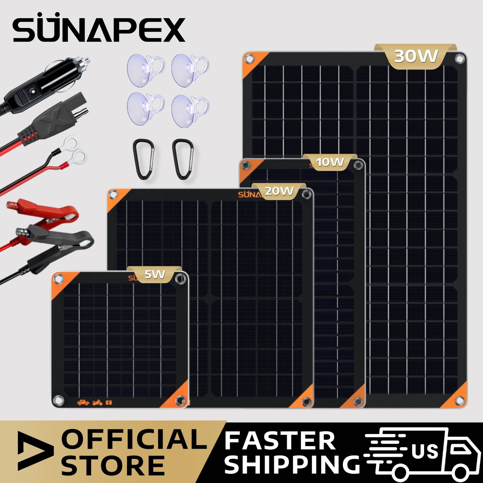 SUNAPEX 12V Solar Car Battery Charger 10W Solar Powered Trickle Charger Maintain