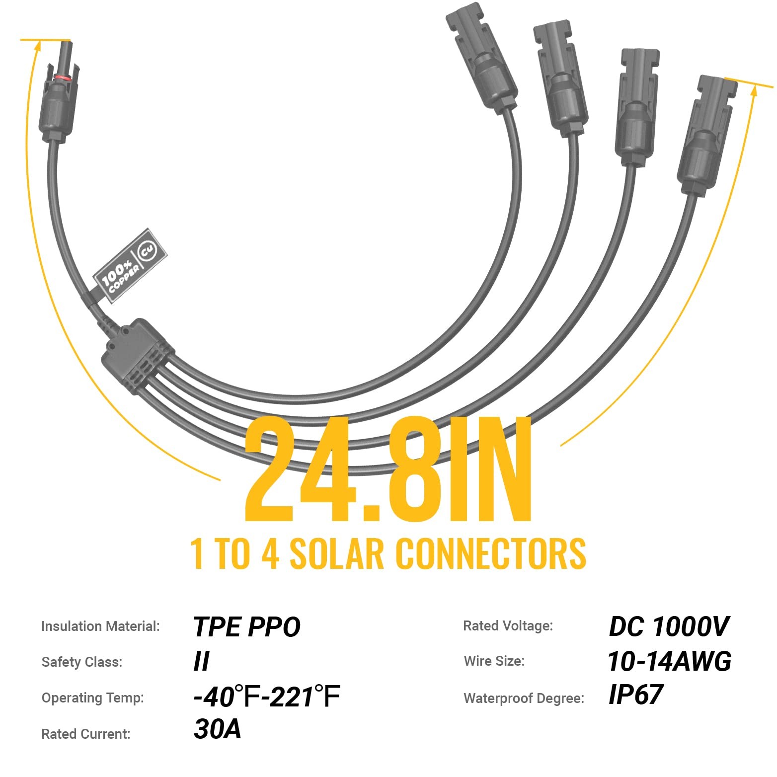 Solar Y Branch Connectors Parallel M FFFF F MMMM PV Cable Wire 1 to 4 M/F