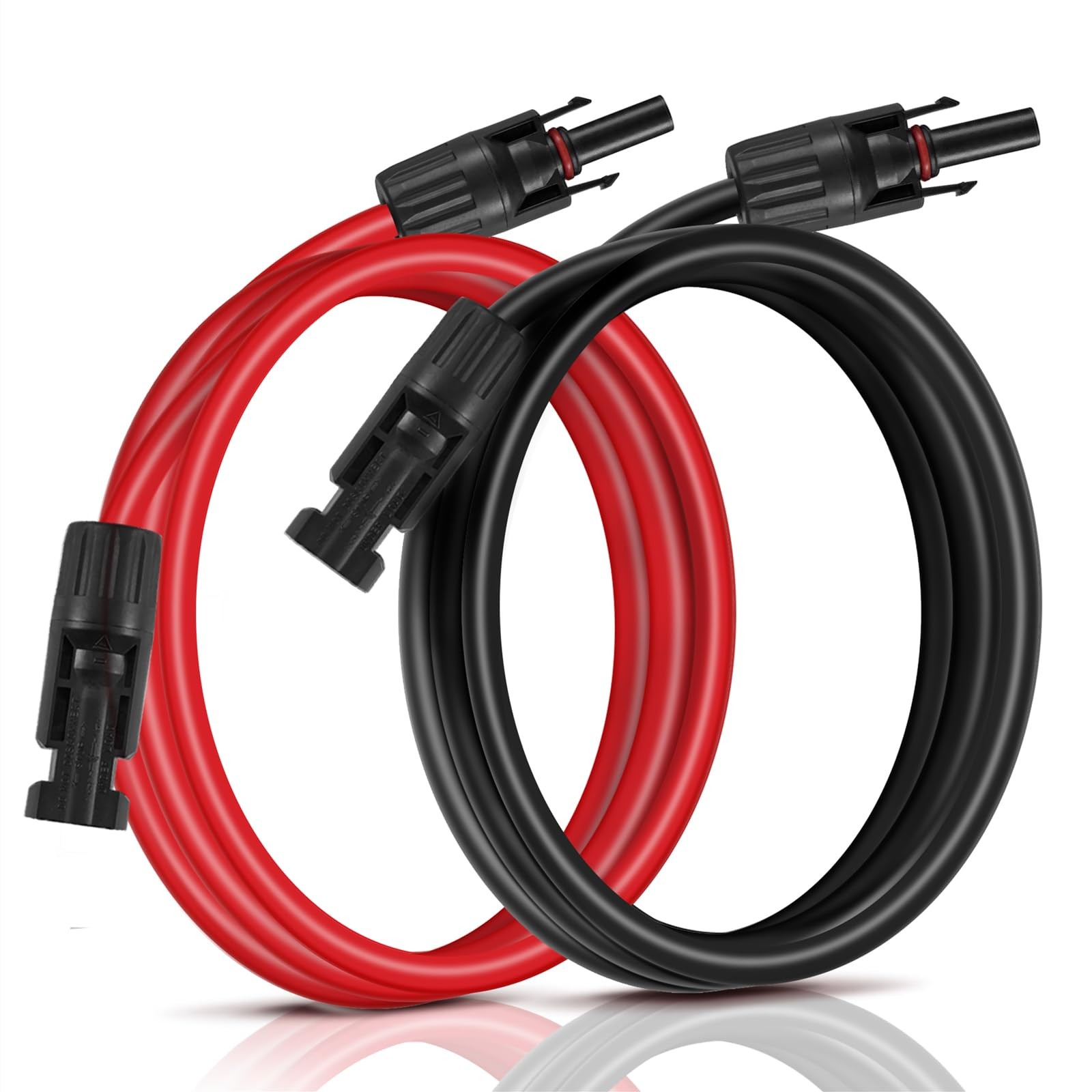 Solar Extension Cables 20ft 10AWG 30A DC 1000V Red & Black – Plug & Play