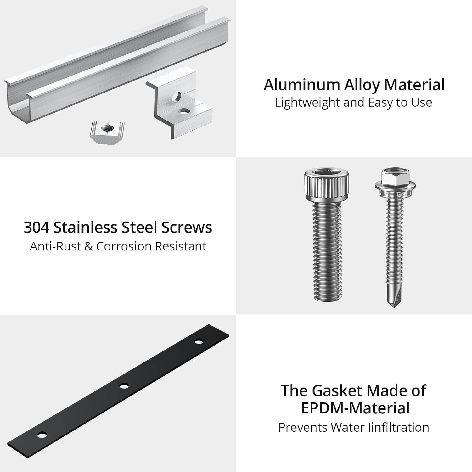Solar Panel Bracket Kit, 6 Pcs 7.87 in Aluminium Solar Panel Mounting Rail 30Mm/