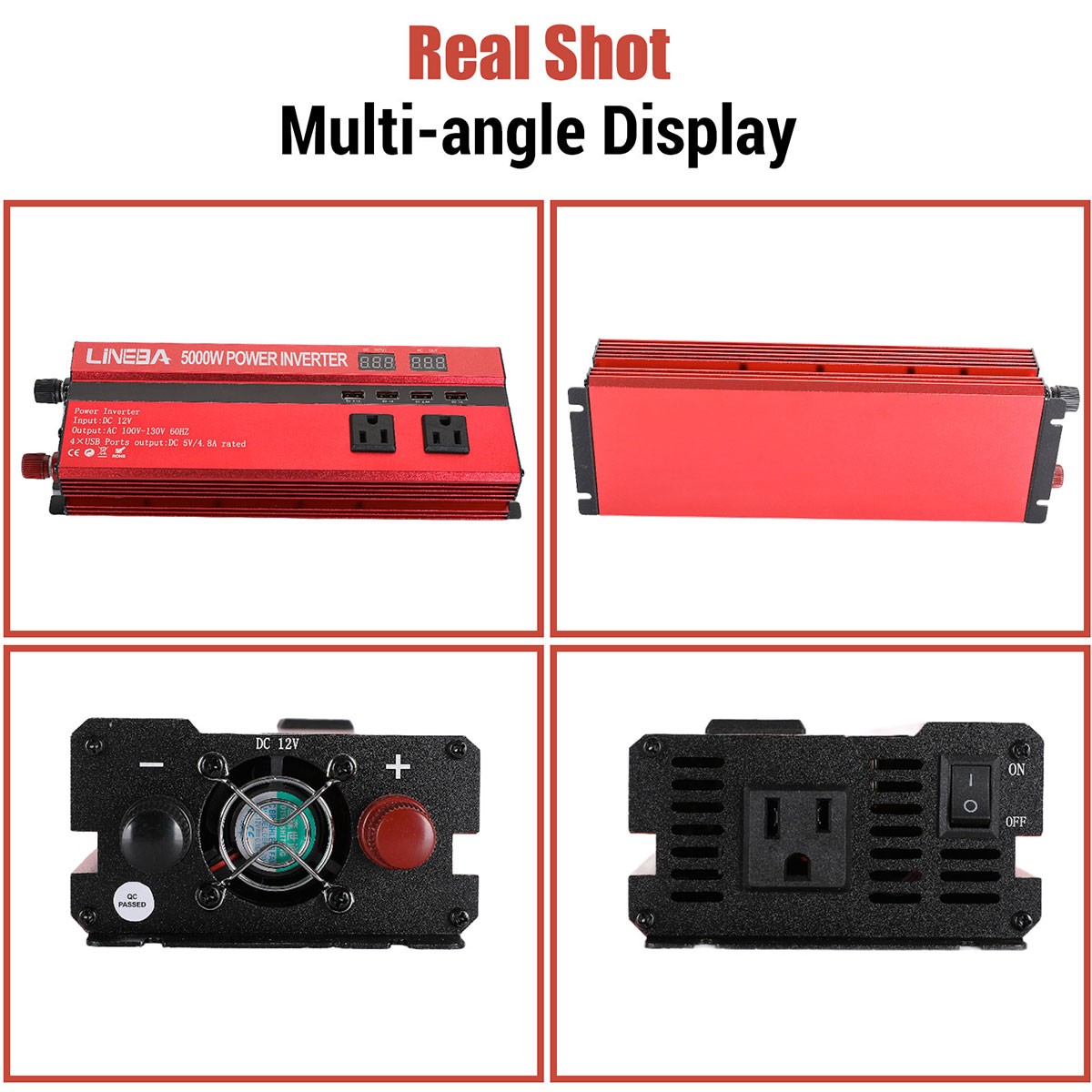 6000W /5000W Power Inverter With 200W Solar Panel Kit & 100A 12V Battery Charger