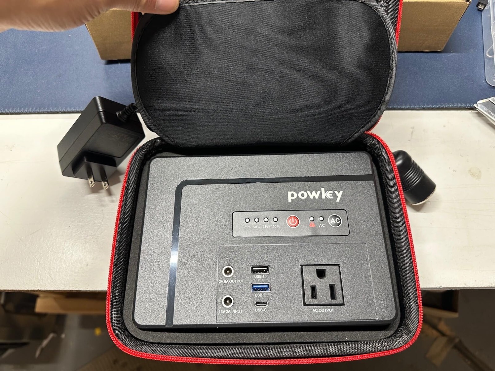 Open Box Powkey Portable Power Station 100W/97.68Wh Camping Portable Generator