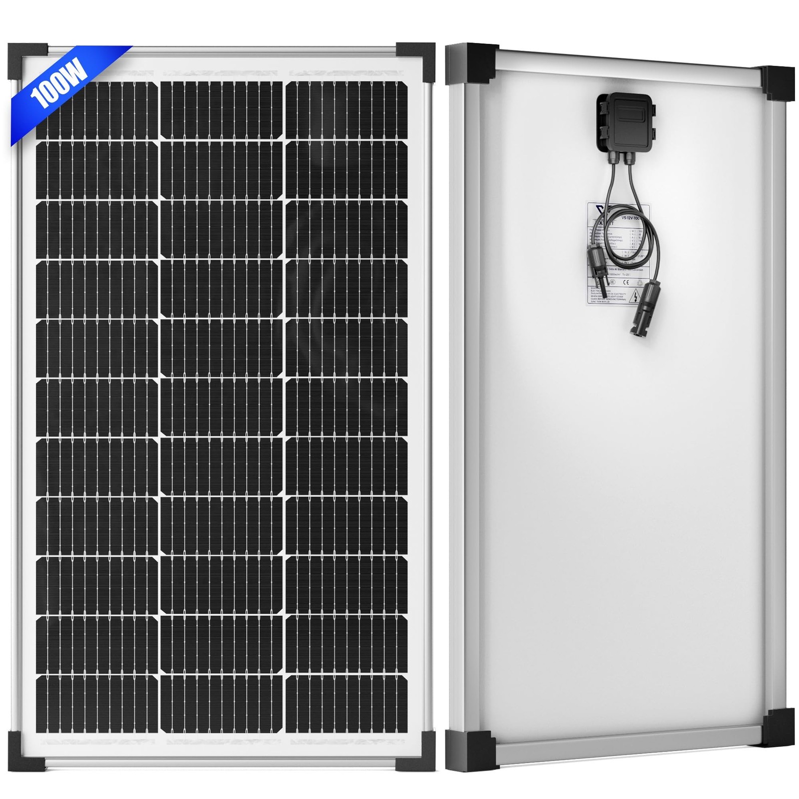 100W 12V Solar Panel, High Efficiency 9BB Cell Monocrystalline Solar Panels I…