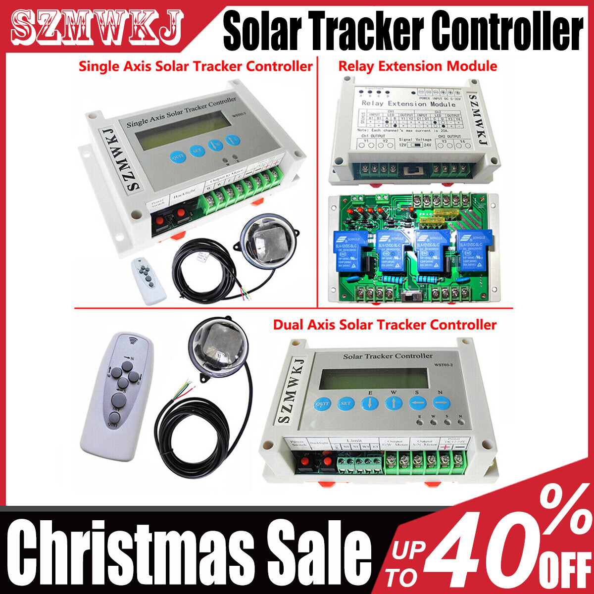 LCD Single/Dual Axis Solar Panel Tracker Controller W/ Relay Extension Module SJ