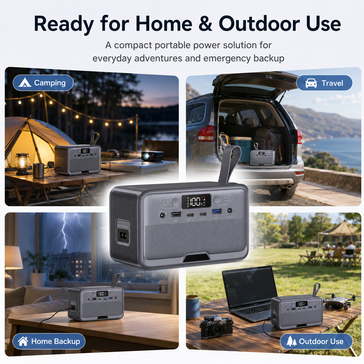 100W Portable Power Station 89.6Wh Backup Battery USB-C AC Port For Camping Trav