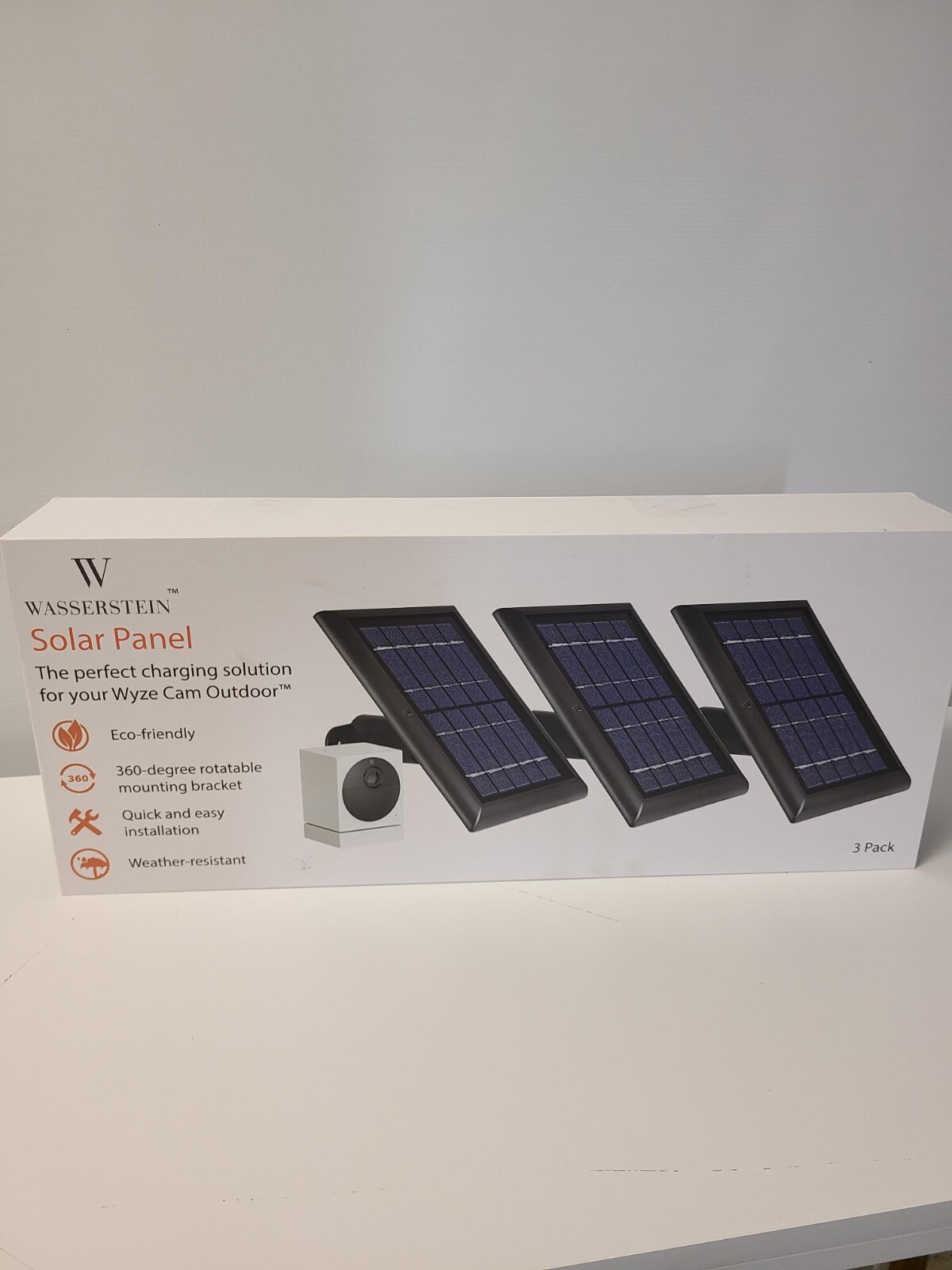 Solar Power Panel for Wyze Cam Outdoor Security Outdoor Camera (3 Pack)