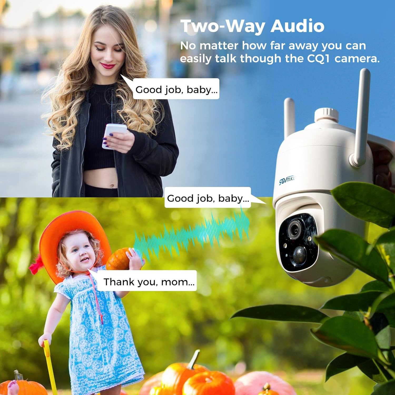 SOVMIKU 2CQ1 AI 2K Solar Security Camera Wireless Outdoor, Battery Powered,Two W