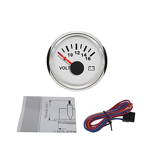 Waterproof Voltmeter Volt Meter 8-16V with Backlight 12V White+Stainless Steel