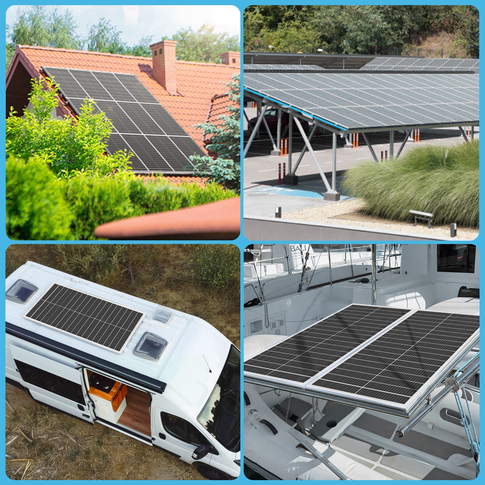 200W Solar Panel Mono 18BB N-Type Cell Module PV RV Boat Home Off Grid (2*100W)