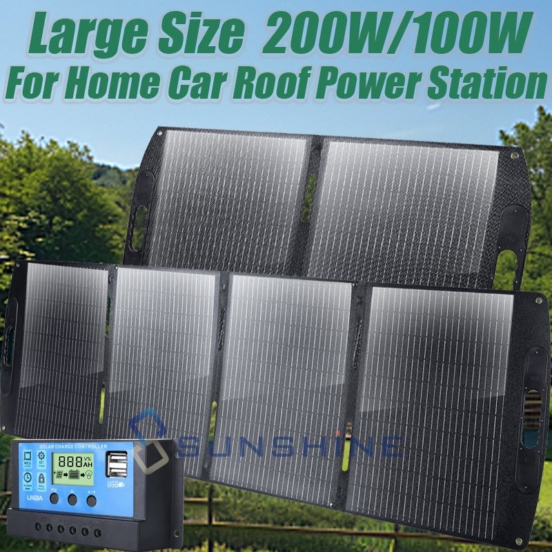200W 100W Solar Panel 12V Mono Portable High-Efficiency PV for Home/RV/Off-Grid