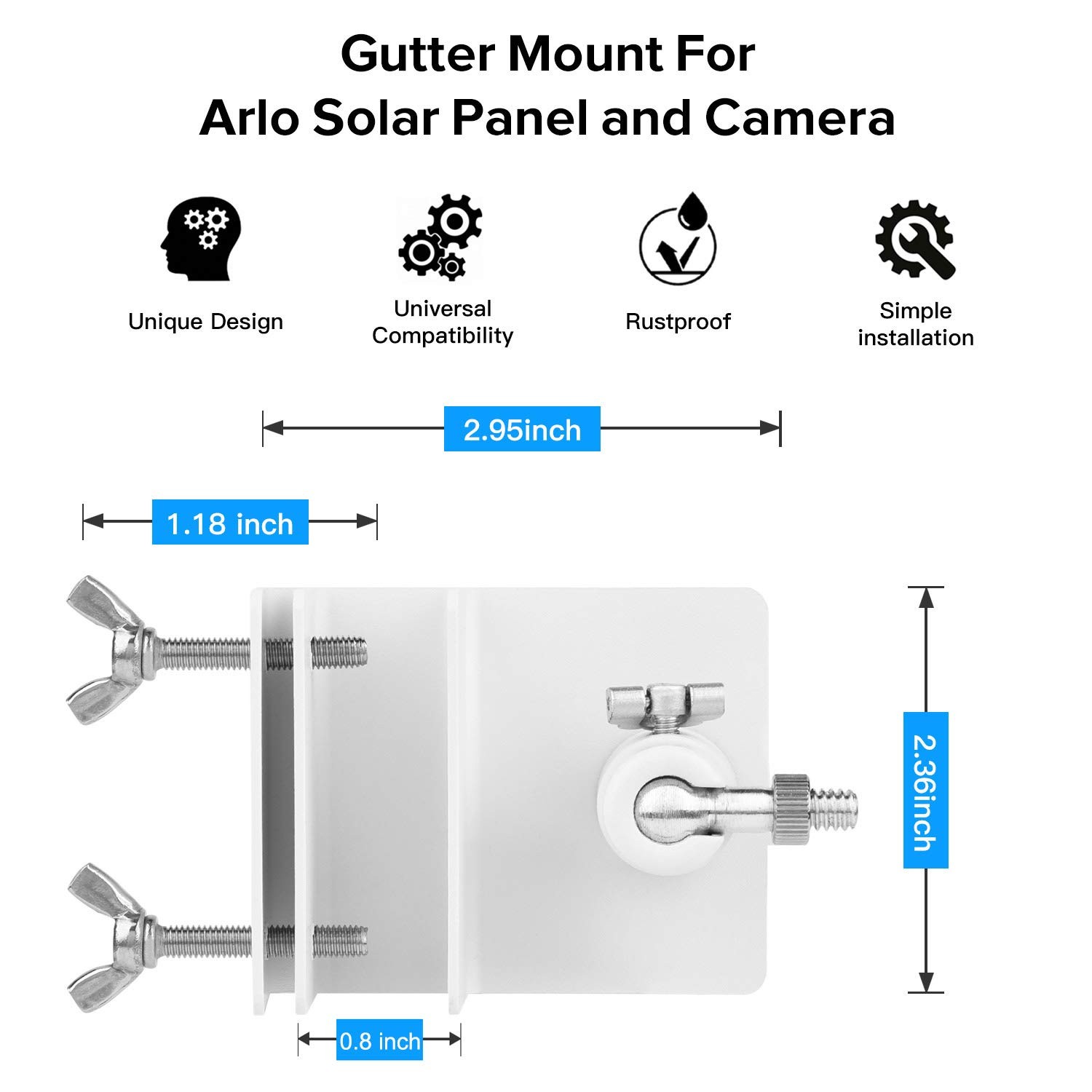 2Pack Gutter Mount Compatible with Arlo Essential Solar Panel, Arlo Pro 5S/Pro