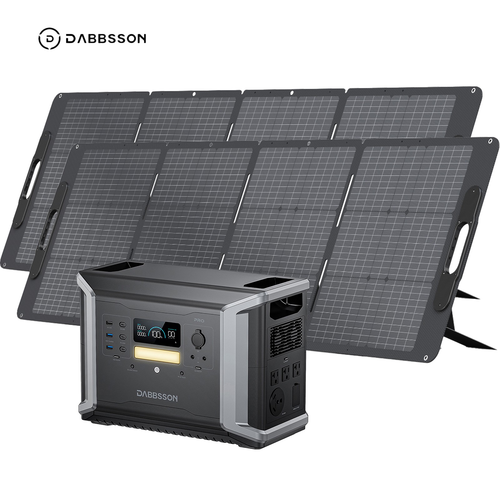 Dabbsson 2400W 2150Wh Power Station LiFePO4 with 2x Foldable Solar Panel 210W