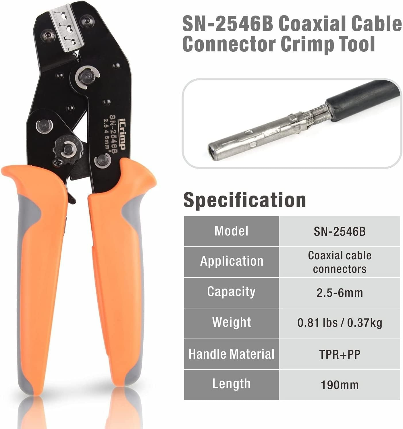 Durable iCrimp Solar Crimping Tool – EDM Jaw & Ergonomic Grip, Black/Orange