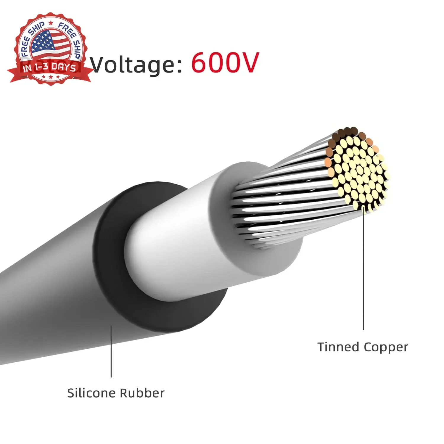 10AWG Solar to SAE Extension Cable 60cm Tinned Copper Waterproof RV Battery Char