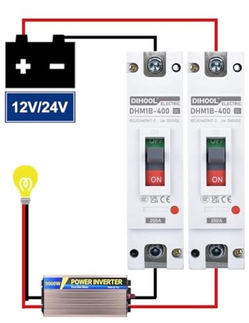 Heavy Duty Battery Disconnect Switch, DC 250 Amp Circuit Breaker for 250a