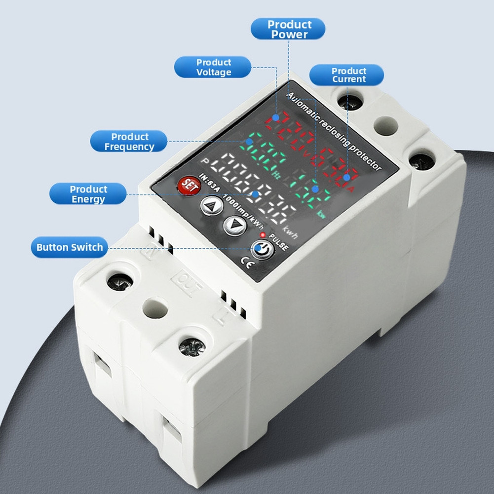 PA66 Overvoltage Protector AC 80-300V 63A for Shutter and Heating Systems