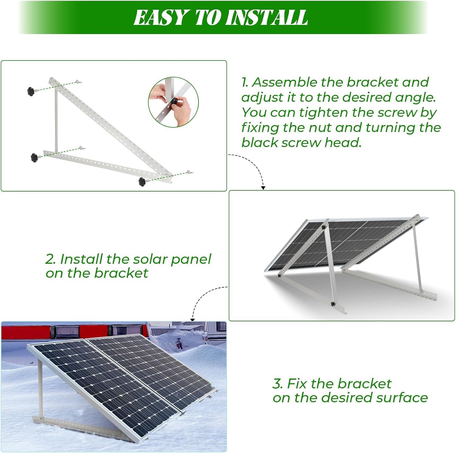 1 Set 45Inch Adjustable Solar Panel Mount, Suitable for 100-400 Watt Solar Panel