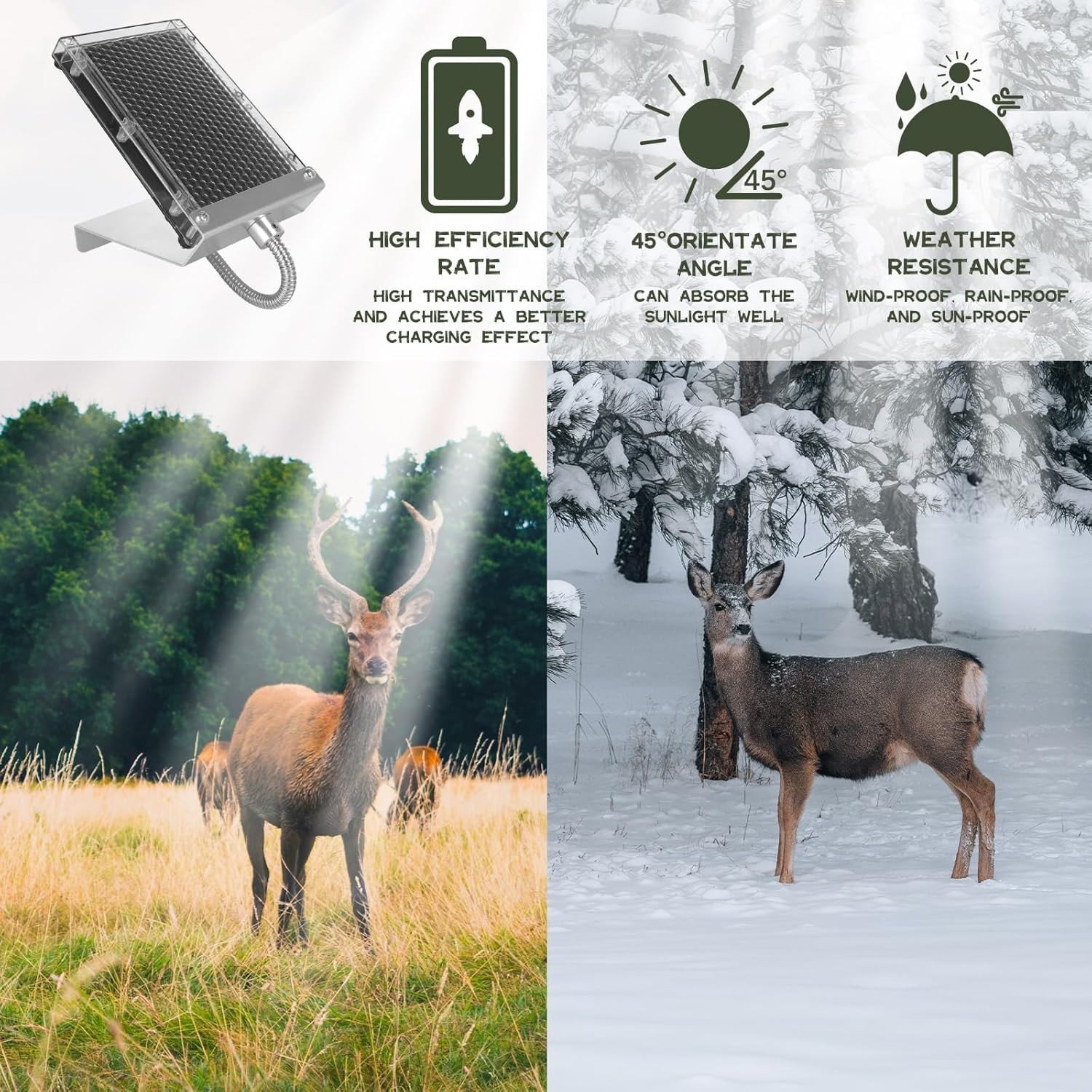 6V Solar Panel Charger Deer Feeder Battery Waterproof Outdoor Mounting Hardware
