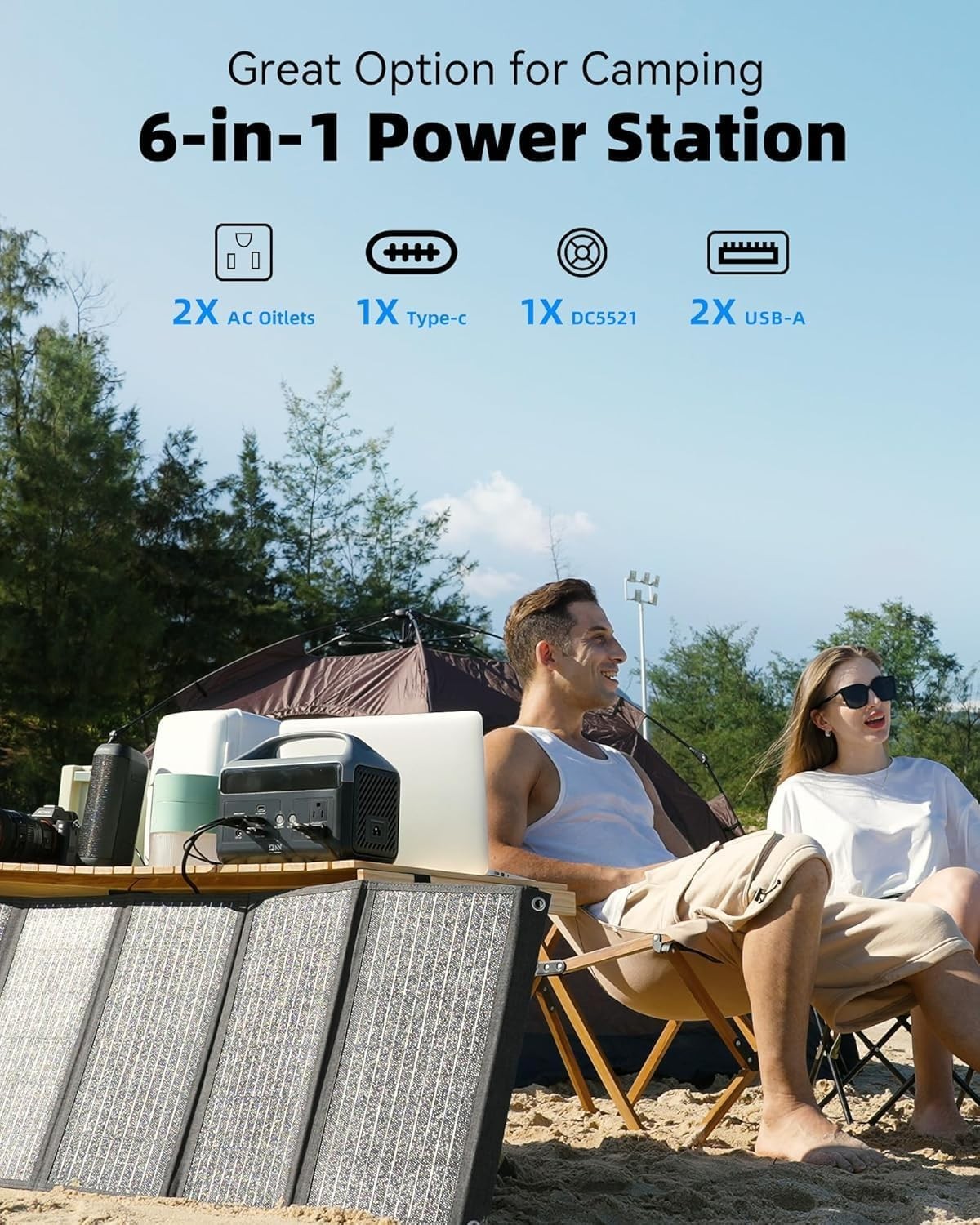 Portable Power Station 56000mAh, 179.2Wh LiFePO4 Battery Backup w/ 2 300W (Peak