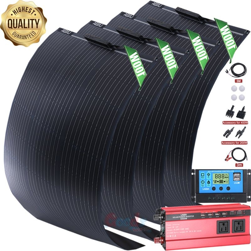 400W 200W Watt Solar Panel P-Type Mono 18V 12BB Home RV Roof Camping PV Off Grid