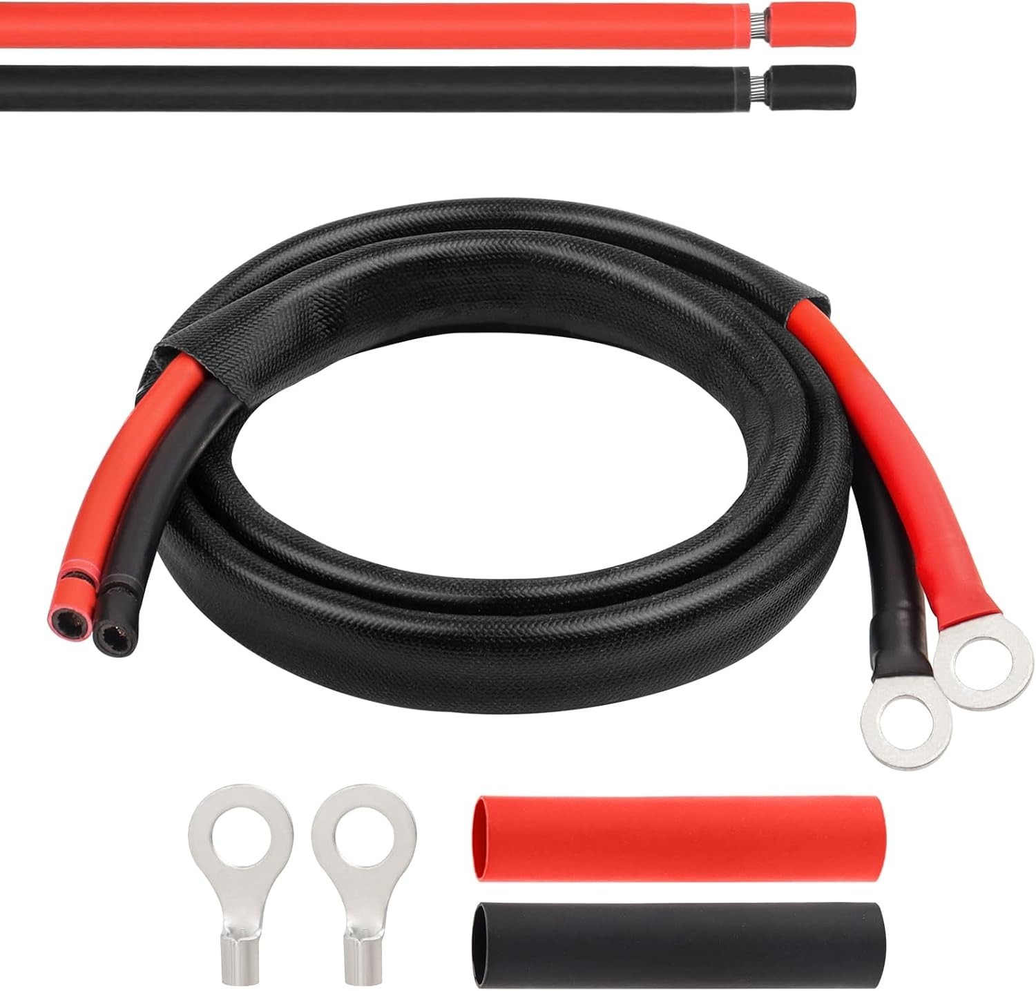 High-Efficiency 10 AWG Solar Battery Cable with Protective Sleeving – 3FT Length