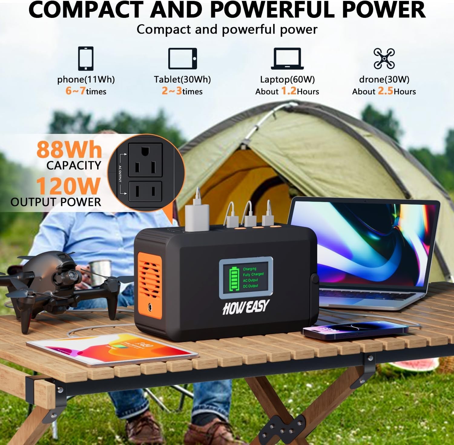 120W Portable Power Station with 240W Peak – Perfect for Outdoor Adventures