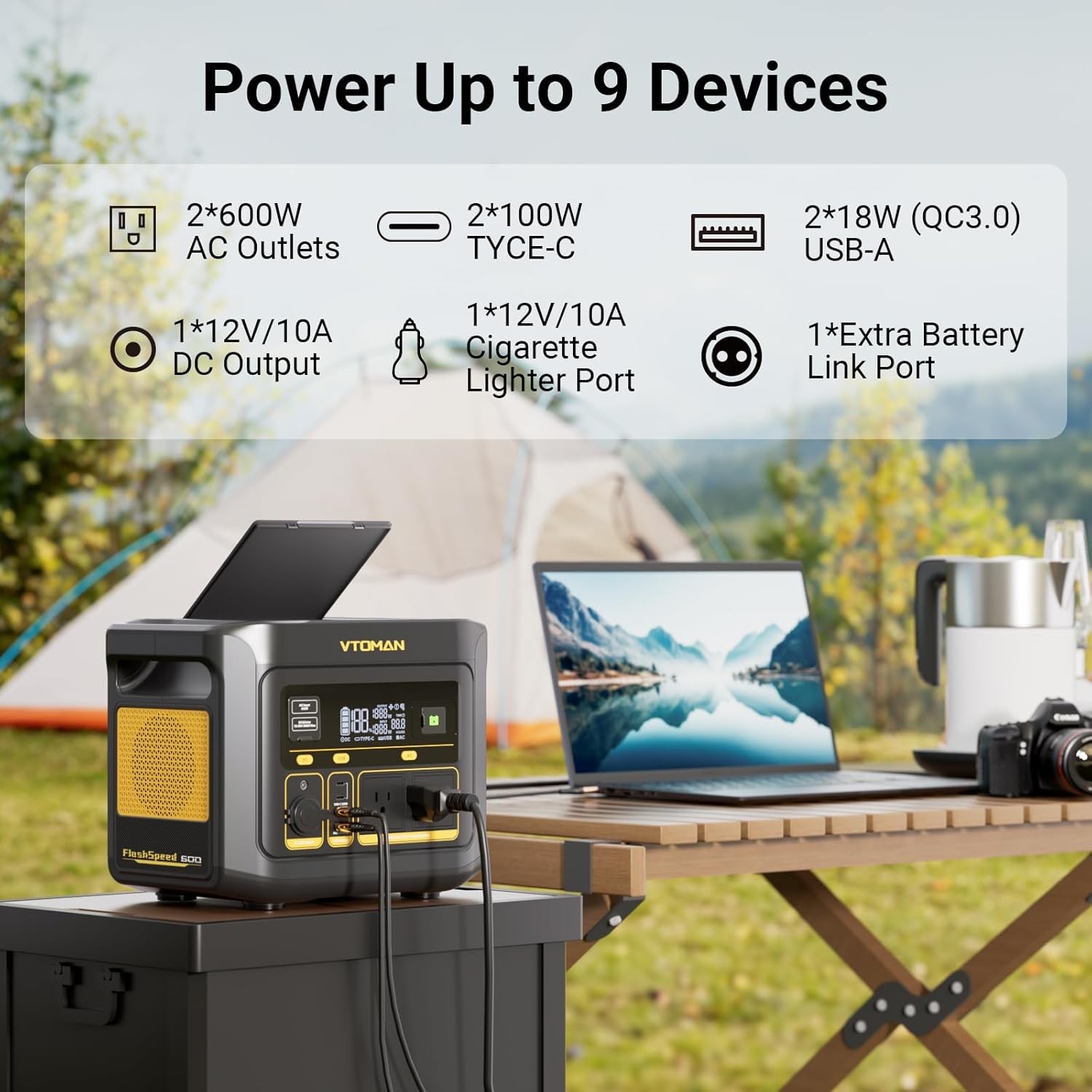 VTOMAN FlashSpeed 600 Power Station 600W 499Wh With 110W Solar Panel Refurbished