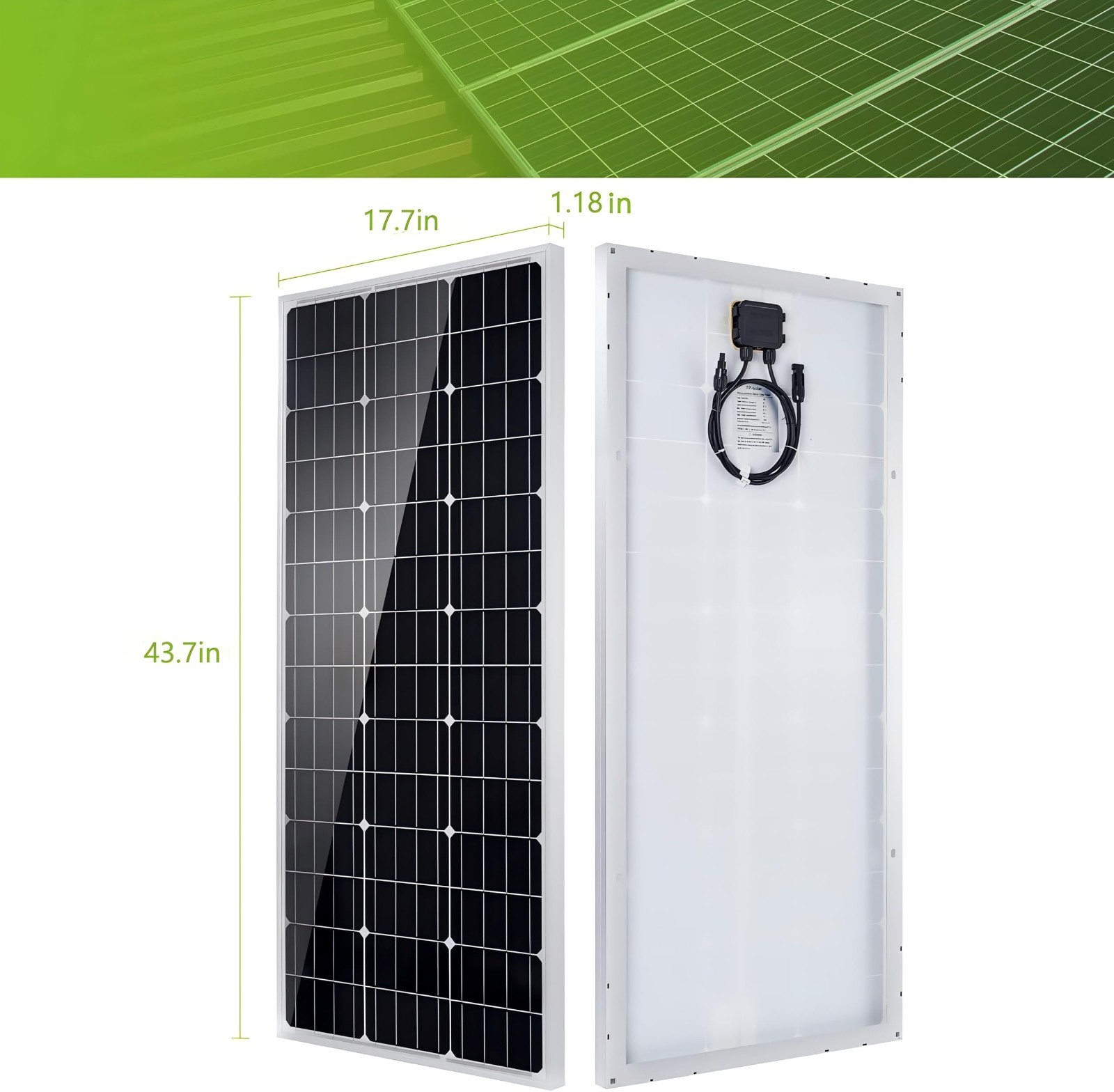100W 12V Monocrystalline Solar Panel Kit Off-Grid System for RV, Boat, Home + 30