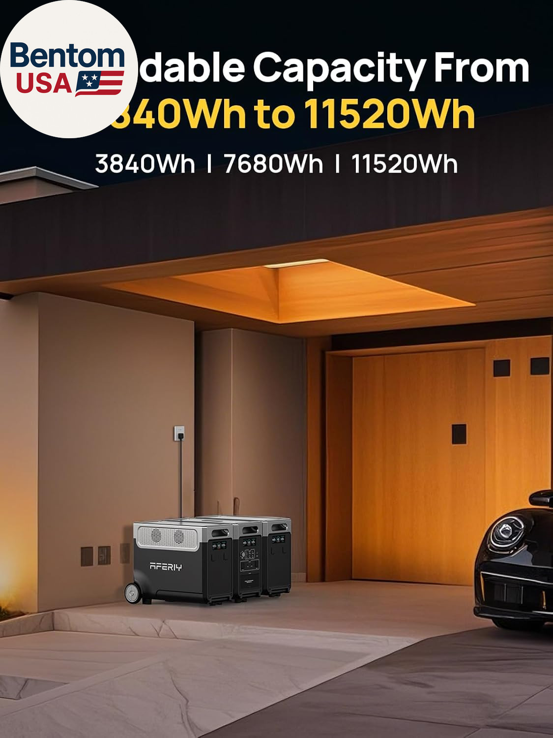 3840Wh Portable Power Station,120V AC Outlets X 5,2.5H Fast Charge,3600W Lifepo4