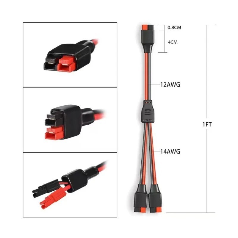 45A Anderson Y Splitter Power Cable 1 to 2/3 Solar Battery Adapter Cord