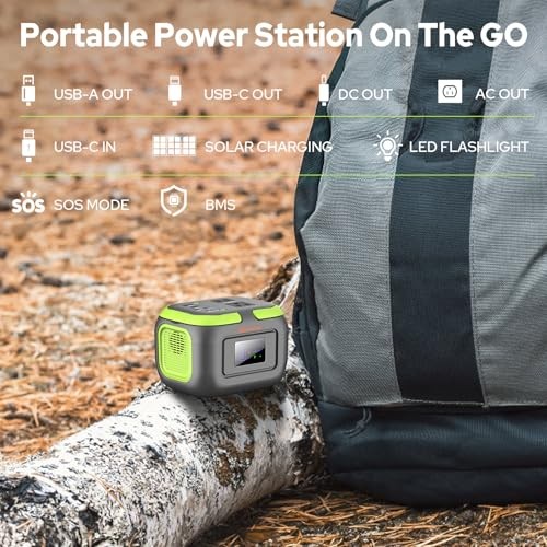 Portable Power Station 120W, 97.6Wh Backup Battery Solar Power Bank Green