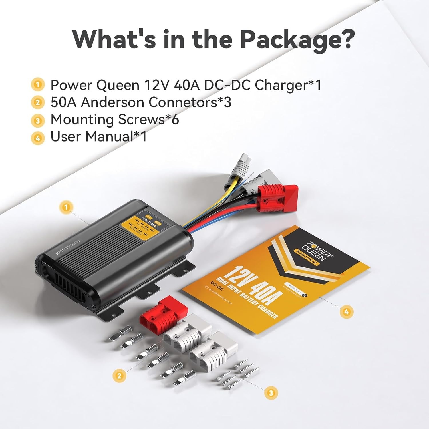 Power Queen 12V 40A DC to DC On-Board Charger for Solar Panel/Alternator 7154A1A