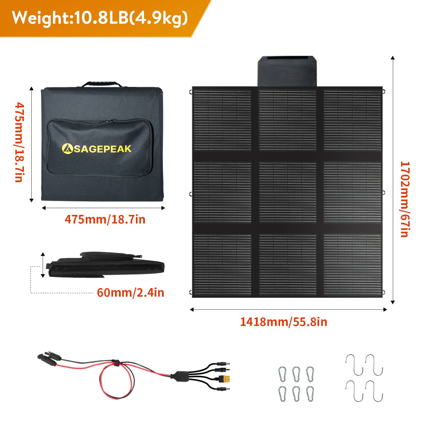 300W Foldable Portable Solar Panel kit for Power Station Charging Camping Mono