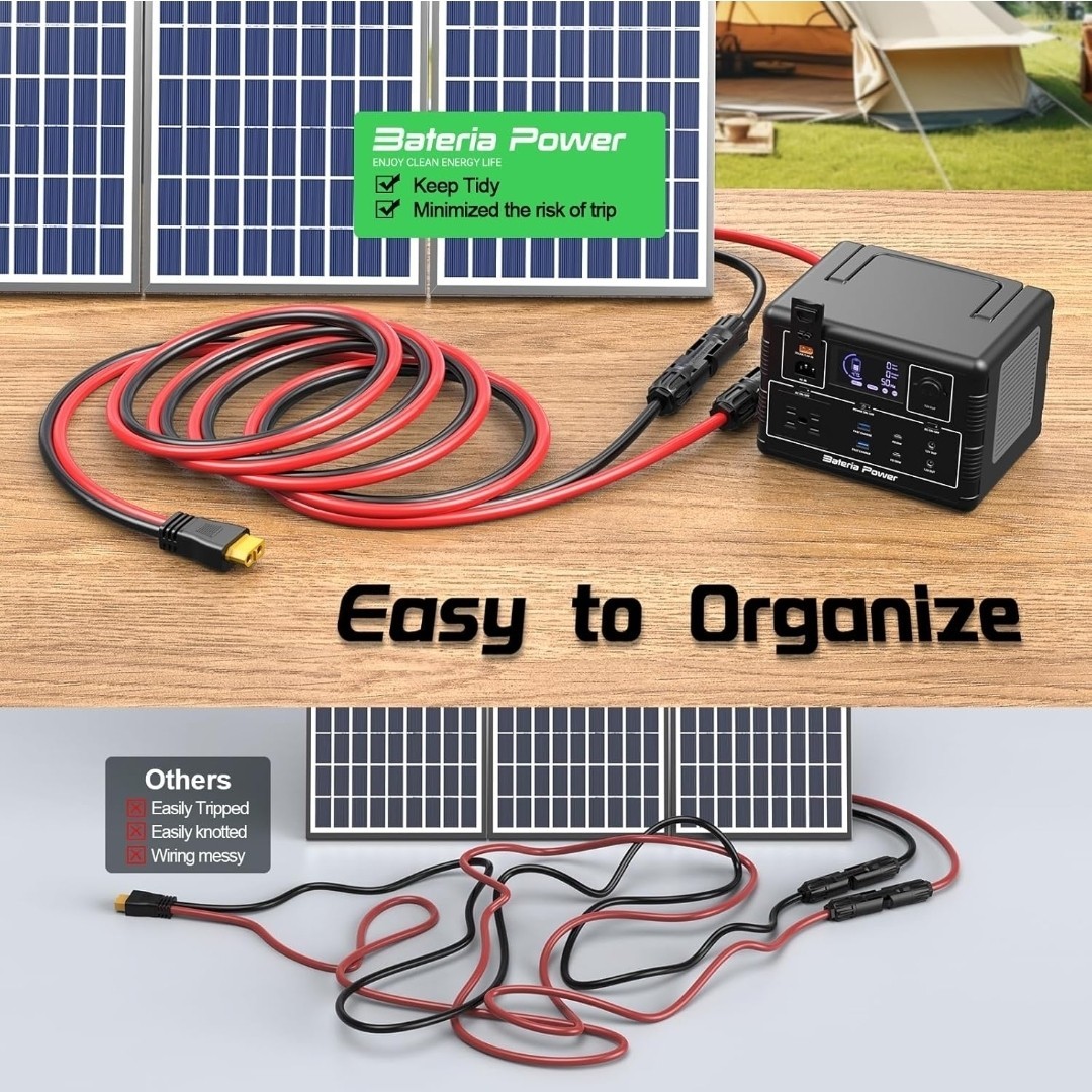 Solar to XT60 Charge Extension Cable with Solar Connectors Caps / 100 FT